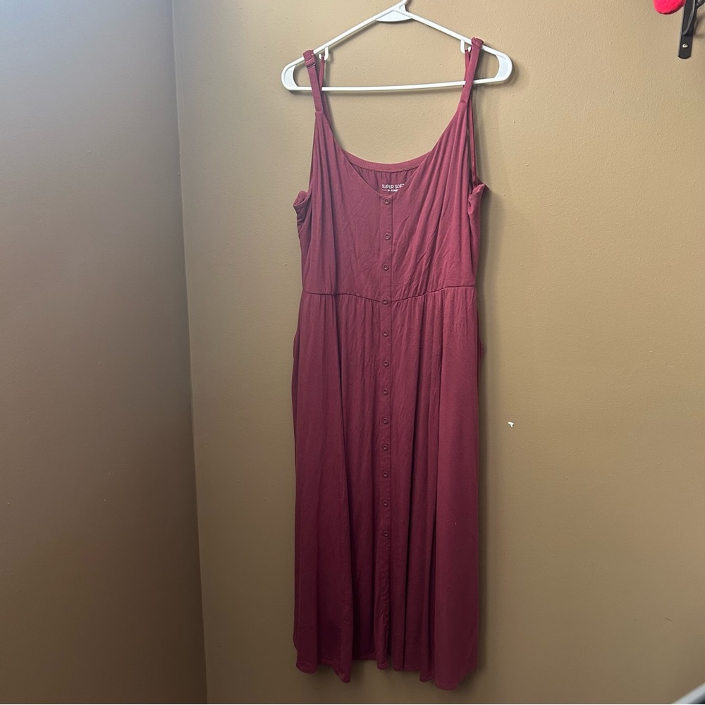 Torrid Burgundy Midi Dress with Button Detail